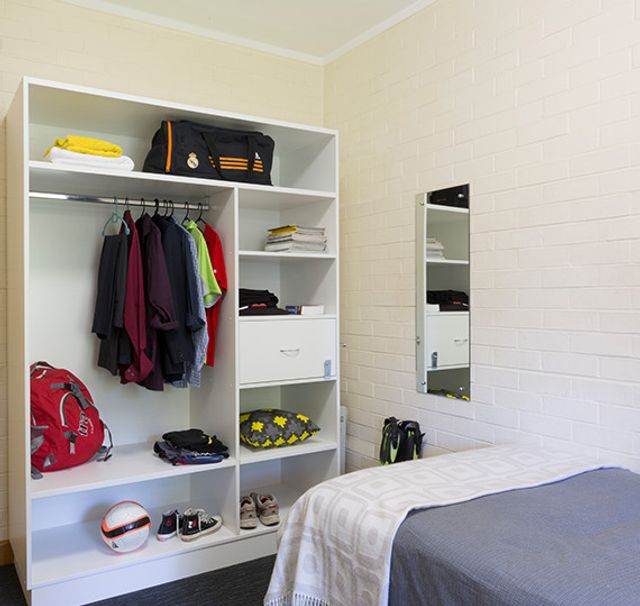 Bookmyuniroom student accommodation ensuite bedroom wardrobe Murdoch University Village Perth Australia