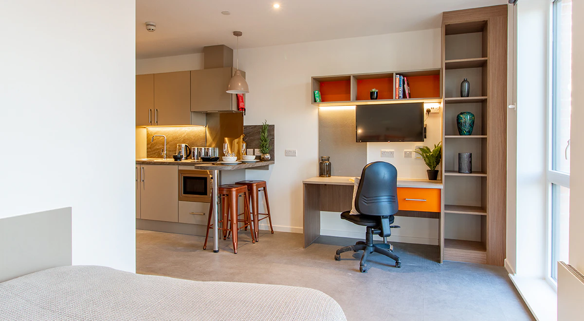 bookmyuniroom student homestay desk and chair room amenities dean street works bristol uk